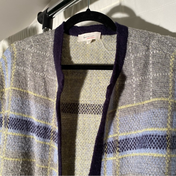 Two by Vince Camuto Mohair Wool Open Vest Plaid Cardigan Small - Picture 4 of 6